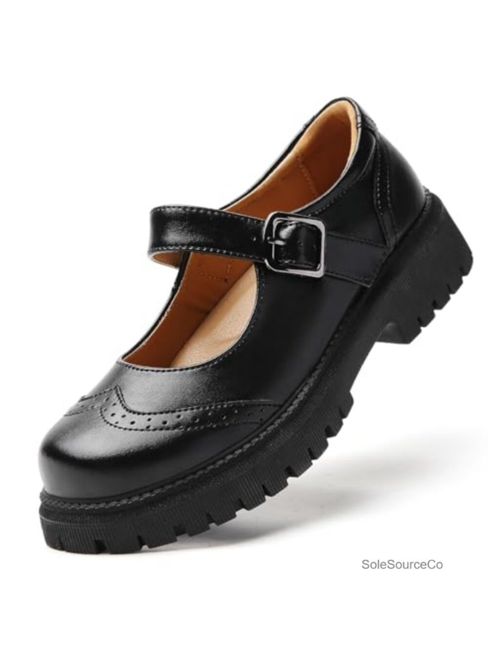 Mary Jane Shoes Faux Leather Platform Non-Slip Flat